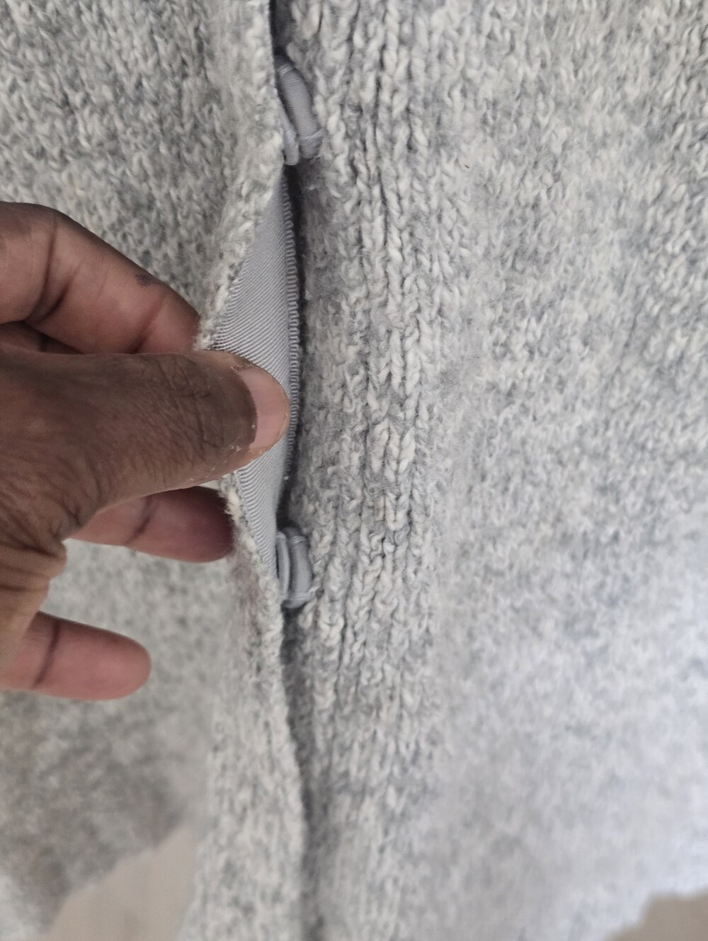 CAbi Open Front Marled Colorblock Cardigan Sweater Women's Small Beige Gray Knit - Picture 6 of 8